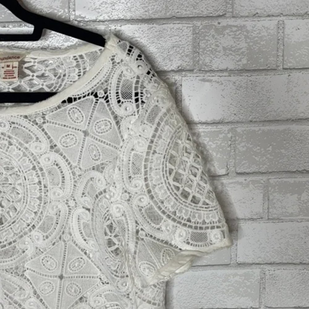 Sundance White Shadow Dance Open Crotchet Short Sleeve Top - Picture 5 of 10